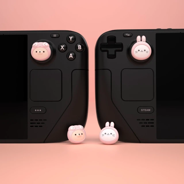 Alt view image 7 of 7 - PlayVital Thumb Grip Caps for Steam Deck LCD, Silicone Thumbsticks Grips Joystick Caps for Steam Deck OLED - Cosplaying Kitten & Puppy