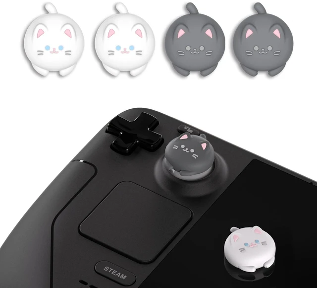 Alt view image 2 of 7 - PlayVital Thumb Grip Caps for Steam Deck LCD, Silicone Thumbsticks Grips Joystick Caps for Steam Deck OLED - Cutie Kitty