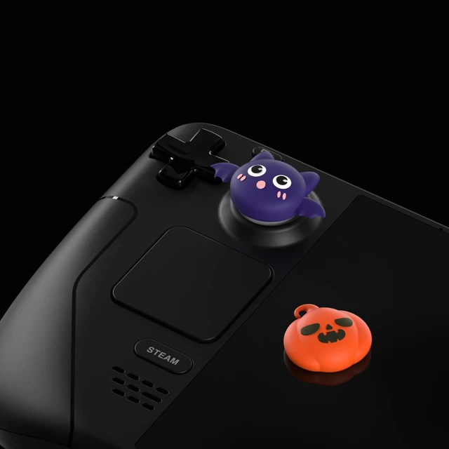 Alt view image 4 of 7 - PlayVital Thumb Grip Caps for Steam Deck LCD, Silicone Thumbsticks Grips Joystick Caps for Steam Deck OLED - Halloween Pumpkin Bat