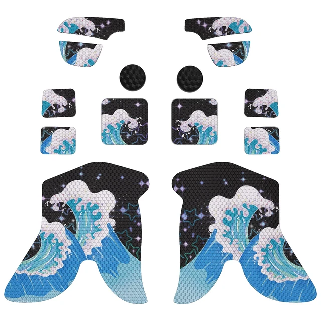 Alt view image 2 of 7 - PlayVital Professional Textured Soft Rubber Pads Handle Grips for Steam Deck LCD & OLED, Trackpads Skin Grip Enhancement Back Button Protective Stickers Set with Thumb Grip Caps - Shimmering Waves
