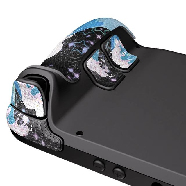 Alt view image 6 of 7 - PlayVital Professional Textured Soft Rubber Pads Handle Grips for Steam Deck LCD & OLED, Trackpads Skin Grip Enhancement Back Button Protective Stickers Set with Thumb Grip Caps - Shimmering Waves