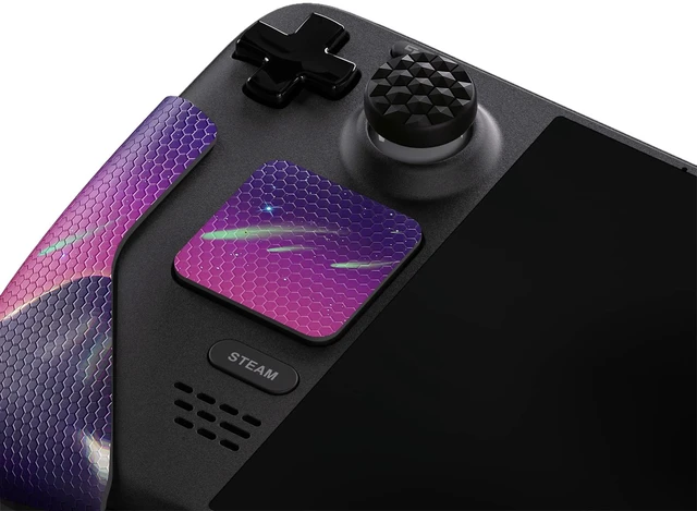 Alt view image 4 of 6 - PlayVital Professional Textured Soft Rubber Pads Handle Grips for Steam Deck LCD & OLED, Trackpads Skin Grip Enhancement Back Button Protective Stickers Set with Thumb Grip Caps - The Cyber Moon