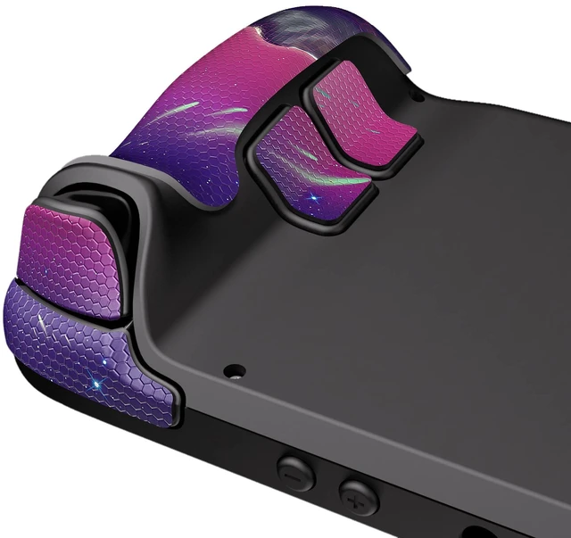 Alt view image 6 of 6 - PlayVital Professional Textured Soft Rubber Pads Handle Grips for Steam Deck LCD & OLED, Trackpads Skin Grip Enhancement Back Button Protective Stickers Set with Thumb Grip Caps - The Cyber Moon
