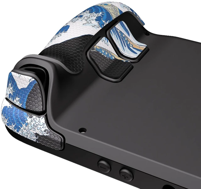 Alt view image 6 of 7 - PlayVital Professional Textured Soft Rubber Pads Handle Grips for Steam Deck LCD & OLED, Trackpads Skin Grip Enhancement Back Button Protective Stickers Set with Thumb Grip Caps - The Great Wave
