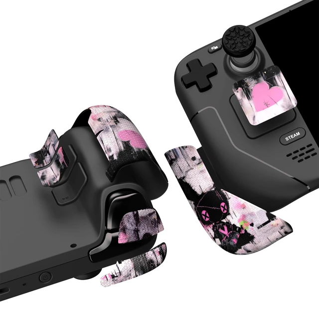 Alt view image 3 of 7 - PlayVital Premium Split Handle Grips for Steam Deck LCD & OLED - Soft Rubber Pads, Trackpads Skin, Trigger Back Button With Thumb Grips - Hexagonal Diamond Textured Lovely Punky Bunny