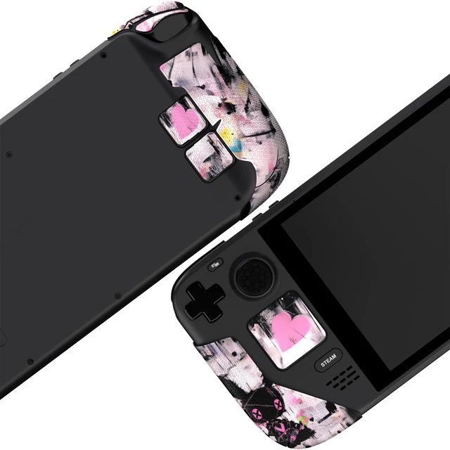 Alt view image 7 of 7 - PlayVital Premium Split Handle Grips for Steam Deck LCD & OLED - Soft Rubber Pads, Trackpads Skin, Trigger Back Button With Thumb Grips - Hexagonal Diamond Textured Lovely Punky Bunny