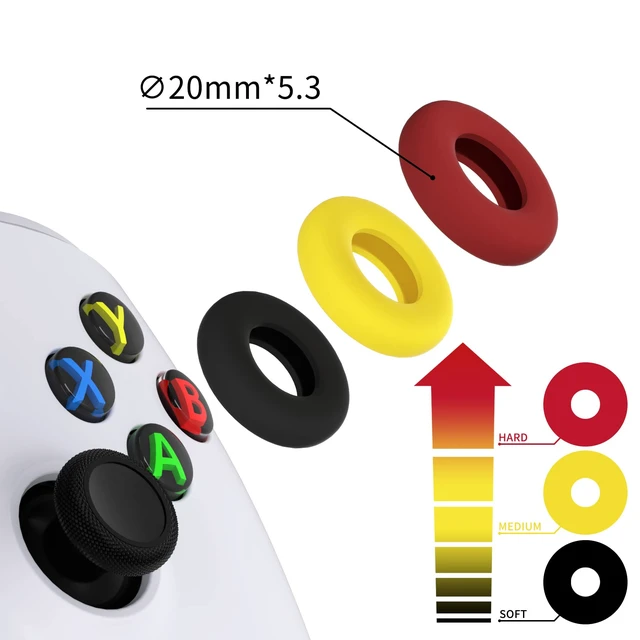 Alt view image 2 of 7 - PlayVital 6 Pack Silicone Precision Rings for PS5, for PS4, for Xbox Series X/S, Xbox One, Xbox 360, for Switch 2 Pro, for Steam Deck - Aim Assist Target Motion Control, Red & Black & Yellow