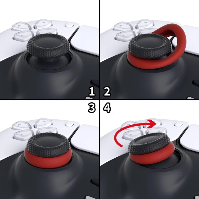 Alt view image 4 of 7 - PlayVital 6 Pack Silicone Precision Rings for PS5, for PS4, for Xbox Series X/S, Xbox One, Xbox 360, for Switch 2 Pro, for Steam Deck - Aim Assist Target Motion Control, Red & Black & Yellow