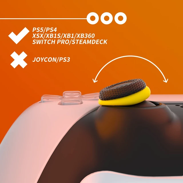 Alt view image 3 of 7 - PlayVital 6 Pack Silicone Precision Rings for PS5, for PS4, for Xbox Series X/S, Xbox One, Xbox 360, for Switch 2 Pro, for Steam Deck - Aim Assist Target Motion Control, Red & Black & Yellow