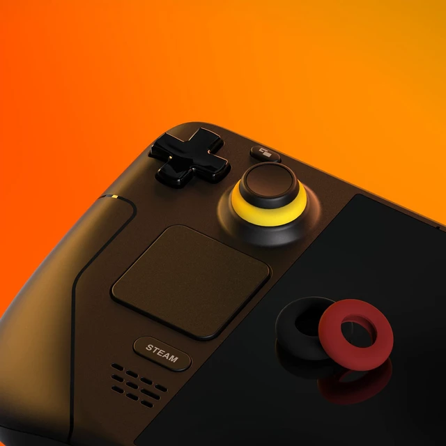 Alt view image 6 of 7 - PlayVital 6 Pack Silicone Precision Rings for PS5, for PS4, for Xbox Series X/S, Xbox One, Xbox 360, for Switch 2 Pro, for Steam Deck - Aim Assist Target Motion Control, Red & Black & Yellow