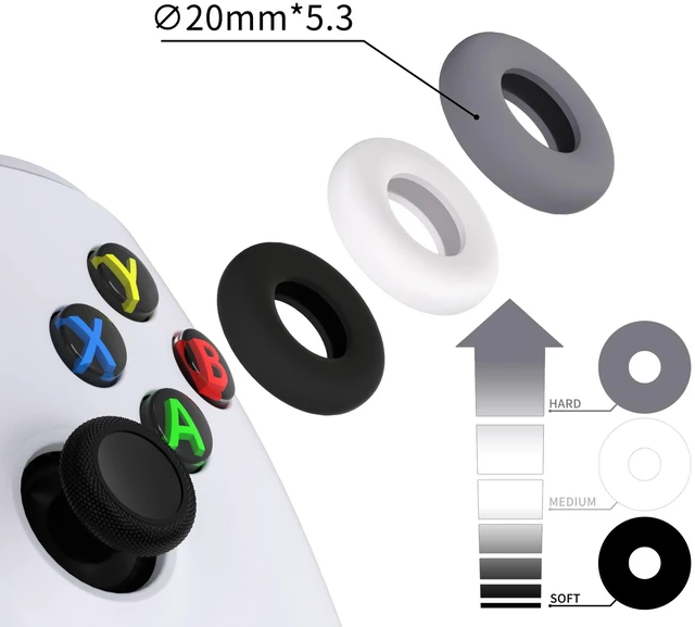 Alt view image 2 of 7 - PlayVital 6 Pack Silicone Precision Rings for PS5, for PS4, for Xbox Series X/S, Xbox One, Xbox 360, for Switch 2 Pro, for Steam Deck - Aim Assist Target Motion Control, Gray & Black & White
