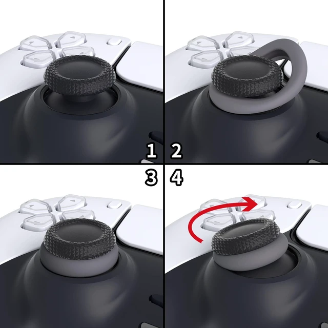 Alt view image 4 of 7 - PlayVital 6 Pack Silicone Precision Rings for PS5, for PS4, for Xbox Series X/S, Xbox One, Xbox 360, for Switch 2 Pro, for Steam Deck - Aim Assist Target Motion Control, Gray & Black & White