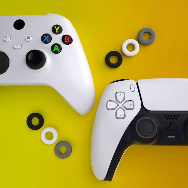 Alt view image 7 of 7 - PlayVital 6 Pack Silicone Precision Rings for PS5, for PS4, for Xbox Series X/S, Xbox One, Xbox 360, for Switch 2 Pro, for Steam Deck - Aim Assist Target Motion Control, Gray & Black & White