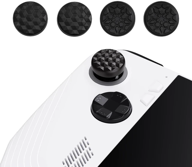 Main image of PlayVital Black Thumbsticks Grips Caps for ROG Ally, Silicone Thumb Grips Joystick Caps Accessories for ROG Ally - Diamond Grain & Crack Bomb Design