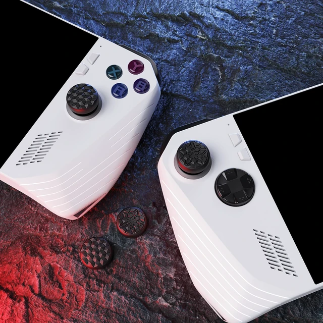 Alt view image 6 of 7 - PlayVital Black Thumbsticks Grips Caps for ROG Ally, Silicone Thumb Grips Joystick Caps Accessories for ROG Ally - Diamond Grain & Crack Bomb Design