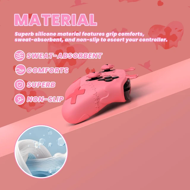 Alt view image 3 of 7 - playvital Gothic Imp Series Cute Silicone Case for Nintendo Switch Pro Controller with 4 Thumb Grip & 2 Sticker, Non-Slip Anti-Scratch Protective Silicone Skin Cover - Black