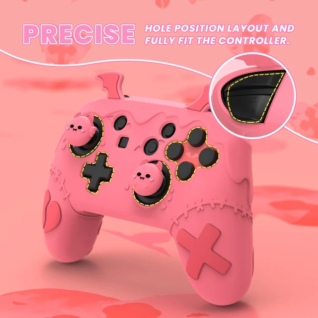 Alt view image 6 of 7 - playvital Gothic Imp Series Cute Silicone Case for Nintendo Switch Pro Controller with 4 Thumb Grip & 2 Sticker, Non-Slip Anti-Scratch Protective Silicone Skin Cover - Black