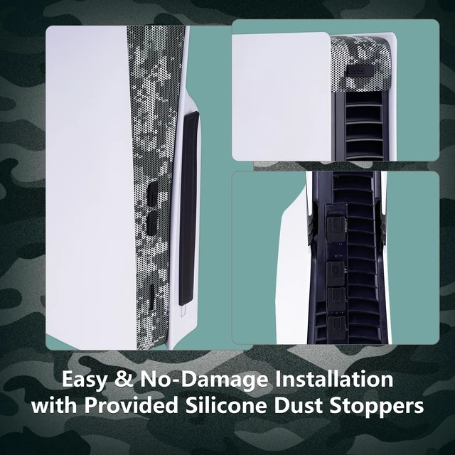 Alt view image 5 of 7 - PlayVital Dust Filter & Silicone Plug Set for ps5 Pro Console, Anti-Dust Protection Accessories for ps5 Pro Console with Durable Silicone Port Covers, Easy Installation, Digital Camouflage