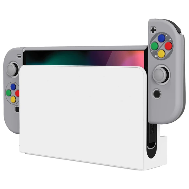 Alt view image 7 of 7 - PlayVital AlterGrips Protective Slim Case for Nintendo Switch OLED, Ergonomic Grip Cover for Joycon, Dockable Hard Shell for Switch OLED w/Thumb Grip Caps & Button Caps - SFC SNES Classic EU Style