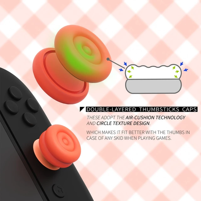 Alt view image 3 of 7 - PlayVital for Switch 2 Thumbs Cushion Caps Thumb Grips (4-Pack) | Silicone Joystick Grip Cover for Nintendo Switch 2 Joycon, Anti-Fatigue Design | Blue & Orange