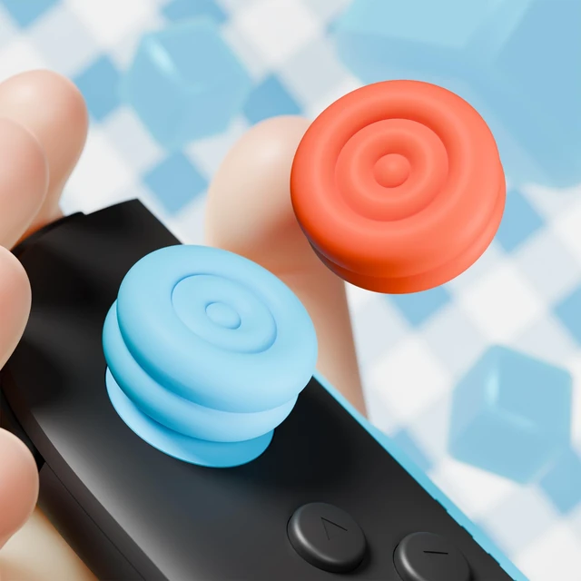 Alt view image 5 of 7 - PlayVital for Switch 2 Thumbs Cushion Caps Thumb Grips (4-Pack) | Silicone Joystick Grip Cover for Nintendo Switch 2 Joycon, Anti-Fatigue Design | Blue & Orange