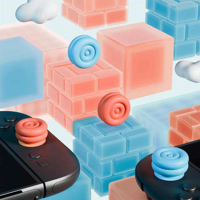 Alt view image 7 of 7 - PlayVital for Switch 2 Thumbs Cushion Caps Thumb Grips (4-Pack) | Silicone Joystick Grip Cover for Nintendo Switch 2 Joycon, Anti-Fatigue Design | Blue & Orange