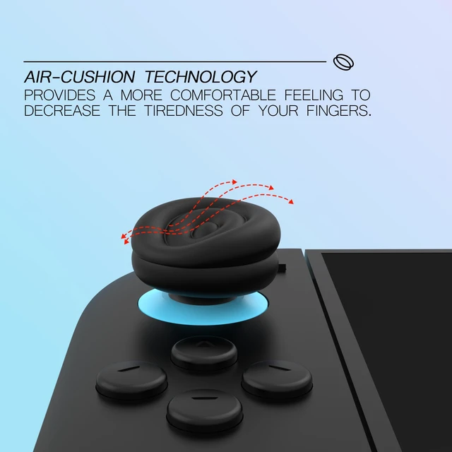 Alt view image 2 of 7 - PlayVital for Switch 2 Thumbs Cushion Caps Thumb Grips (4-Pack) | Silicone Joystick Grip Cover for Nintendo Switch 2 Joycon, Anti-Fatigue Design | Black