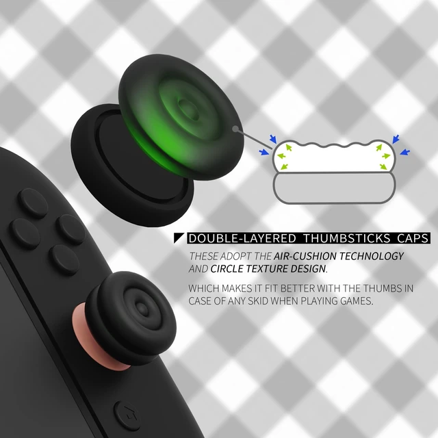 Alt view image 3 of 7 - PlayVital for Switch 2 Thumbs Cushion Caps Thumb Grips (4-Pack) | Silicone Joystick Grip Cover for Nintendo Switch 2 Joycon, Anti-Fatigue Design | Black