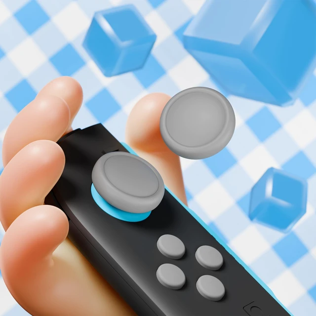 Alt view image 6 of 7 - PlayVital Button Caps + Thumb Grip Set for Nintendo Switch 2, 2 Silicone Colorful ABXY Directional Button Covers & 2 Joystick Caps for Joycon - New Hope Gray