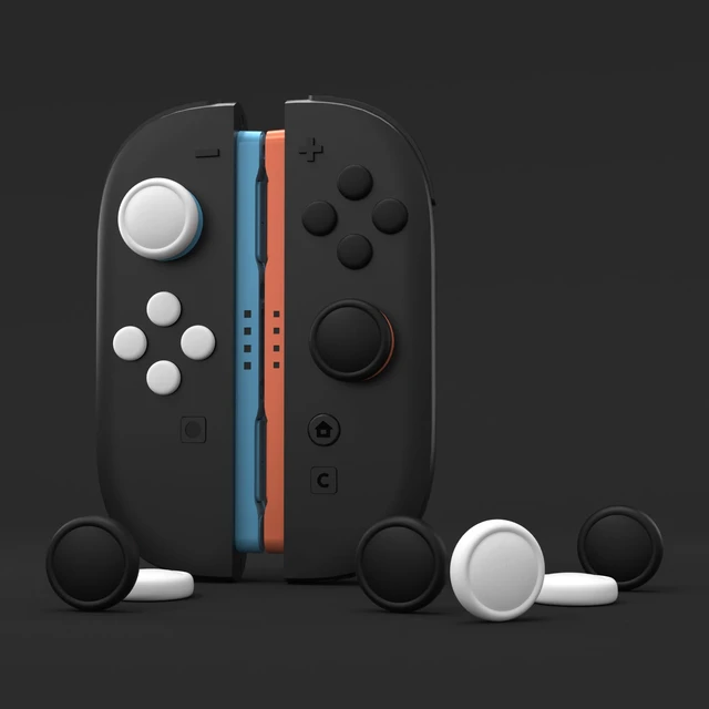 Alt view image 2 of 7 - PlayVital Button Caps + Thumb Grip Set for Nintendo Switch 2, 8 Silicone Colorful ABXY Directional Button Covers & 4 Joystick Caps for Joycon - Black & White