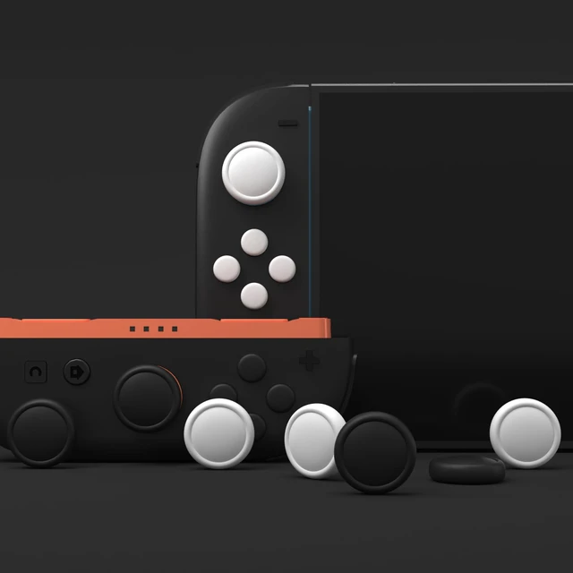 Alt view image 3 of 7 - PlayVital Button Caps + Thumb Grip Set for Nintendo Switch 2, 8 Silicone Colorful ABXY Directional Button Covers & 4 Joystick Caps for Joycon - Black & White