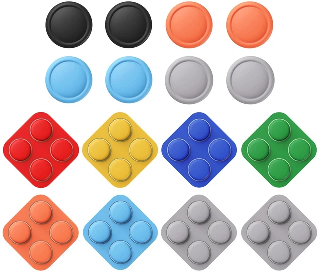 Main image of PlayVital Button Caps + Thumb Grip Set for Nintendo Switch 2, 8 Silicone Colorful ABXY Directional Button Covers & 4 Joystick Caps for Joycon - Black & New Hop Gray & Blue & Orange