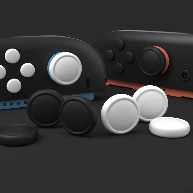 Alt view image 5 of 7 - PlayVital Button Caps + Thumb Grip Set for Nintendo Switch 2, 8 Silicone Colorful ABXY Directional Button Covers & 4 Joystick Caps for Joycon - Black & White