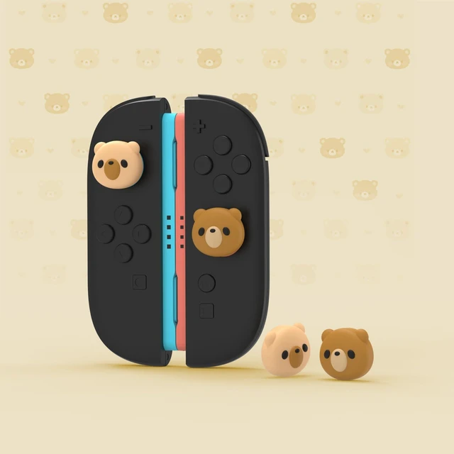 Alt view image 2 of 7 - PlayVital Thumb Grips for Nintendo Switch 2 | Kawaii Silicone Joystick Caps (4-Pack) - Cute Accessories Animal Design Thumbstick Covers for Joycon 2 - Cozy Bear