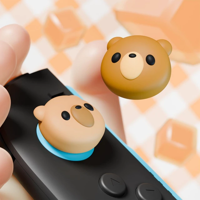 Alt view image 5 of 7 - PlayVital Thumb Grips for Nintendo Switch 2 | Kawaii Silicone Joystick Caps (4-Pack) - Cute Accessories Animal Design Thumbstick Covers for Joycon 2 - Cozy Bear