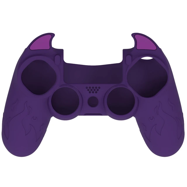 Alt view image 2 of 7 - PlayVital Cute Demon Controller Skin for ps4 with Thumb Grips & Stickers, Kawaii Anti-Slip Silicone Controller Cover Grip Protector for ps4 Slim/Pro Controller - Purple