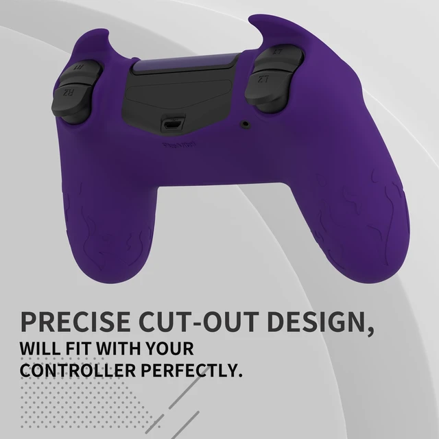 Alt view image 6 of 7 - PlayVital Cute Demon Controller Skin for ps4 with Thumb Grips & Stickers, Kawaii Anti-Slip Silicone Controller Cover Grip Protector for ps4 Slim/Pro Controller - Purple