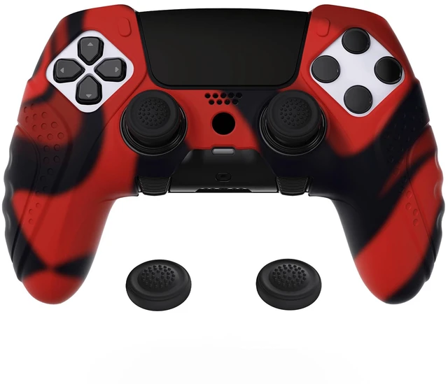 Main image of PlayVital Guardian Edition Anti-Slip Ergonomic Silicone Cover Case for ps5 Edge Controller, Soft Rubber Protector Skin for ps5 Edge Wireless Controller with Thumb Grip Caps - Black