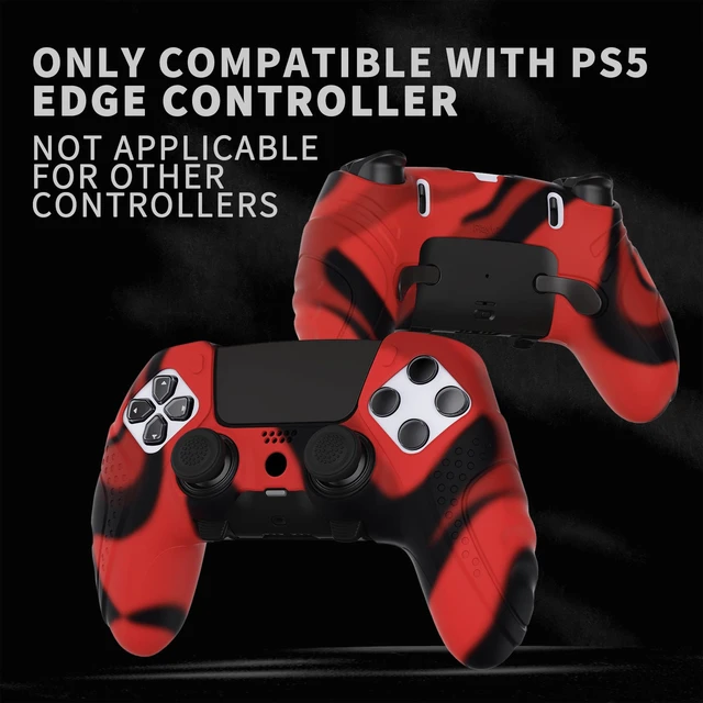 Alt view image 2 of 7 - PlayVital Guardian Edition Anti-Slip Ergonomic Silicone Cover Case for ps5 Edge Controller, Soft Rubber Protector Skin for ps5 Edge Wireless Controller with Thumb Grip Caps - Black