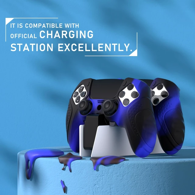 Alt view image 7 of 7 - PlayVital Guardian Edition Anti-Slip Ergonomic Silicone Cover Case for ps5 Edge Controller, Soft Rubber Protector Skin for ps5 Edge Wireless Controller with Thumb Grip Caps - Black