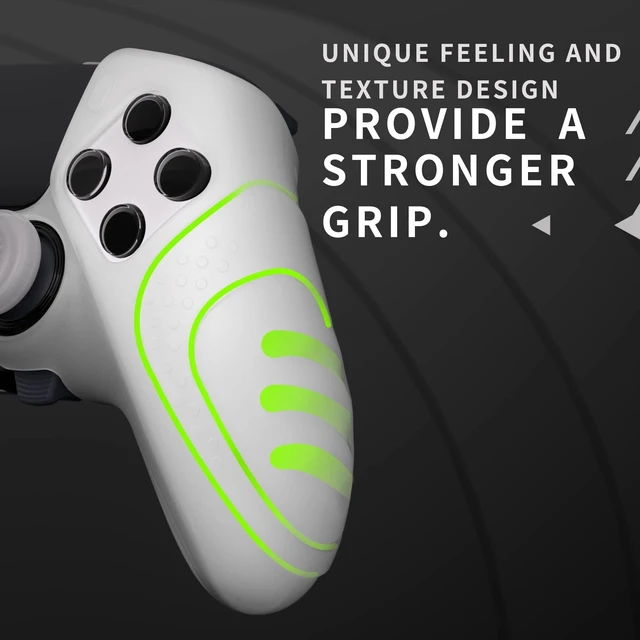 Alt view image 5 of 7 - PlayVital Guardian Edition Glow in Dark Anti-Slip Ergonomic Silicone Cover Case for ps5 Edge Controller, Soft Rubber Protector Skin for ps5 Edge Wireless Controller with Thumb Grip Caps - Green