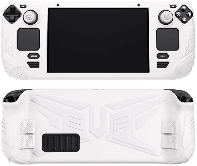 Main image of PlayVital Armor Series Ergonomic Case for Steam Deck LCD, Soft Cover Protective Silicone Protector with Back Button Enhancement Designed & Thumb Grips Caps for Steam Deck - White