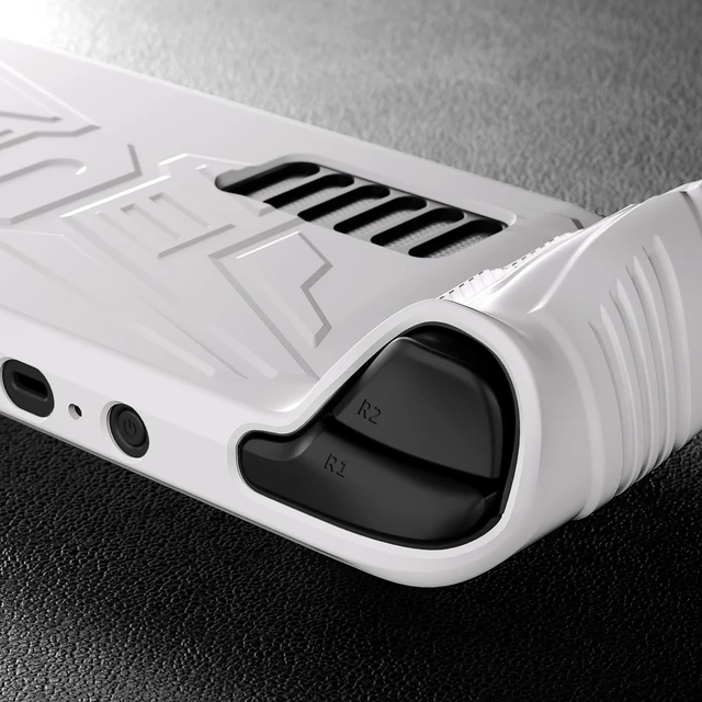 Alt view image 5 of 7 - PlayVital Armor Series Ergonomic Case for Steam Deck LCD, Soft Cover Protective Silicone Protector with Back Button Enhancement Designed & Thumb Grips Caps for Steam Deck - White