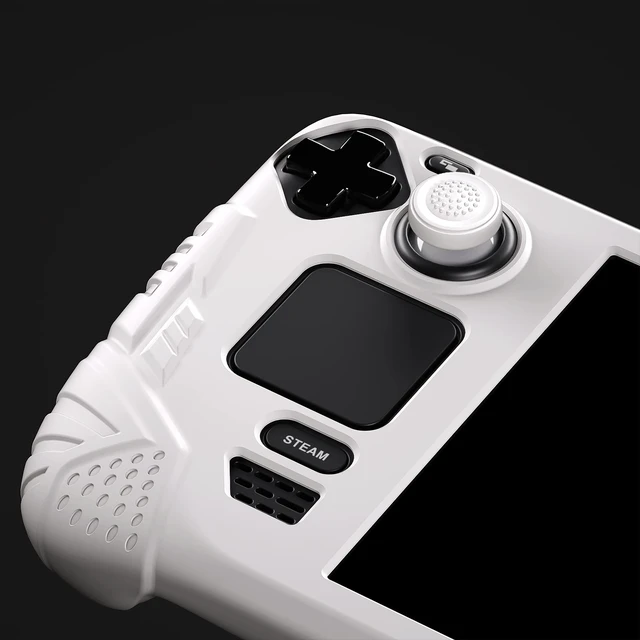 Alt view image 4 of 7 - PlayVital Armor Series Ergonomic Case for Steam Deck LCD, Soft Cover Protective Silicone Protector with Back Button Enhancement Designed & Thumb Grips Caps for Steam Deck - White