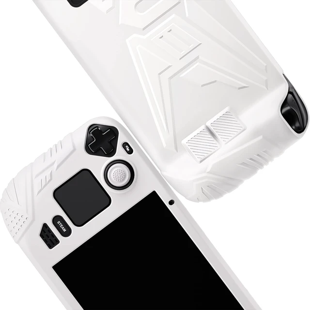 Alt view image 7 of 7 - PlayVital Armor Series Ergonomic Case for Steam Deck LCD, Soft Cover Protective Silicone Protector with Back Button Enhancement Designed & Thumb Grips Caps for Steam Deck - White