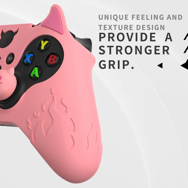 Alt view image 5 of 7 - PlayVital Cute Demon Silicone Case Cover for Xbox Elite Wireless Controller Series 2, Kawaii Anti-Slip Shockproof Controller Skin Grip for Xbox Elite Series 2 Core with Thumb Grip Caps - Pink