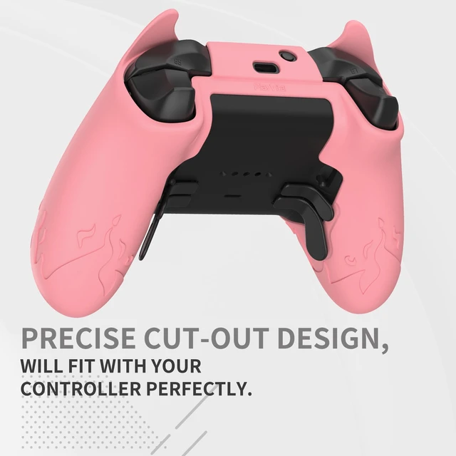 Alt view image 6 of 7 - PlayVital Cute Demon Silicone Case Cover for Xbox Elite Wireless Controller Series 2, Kawaii Anti-Slip Shockproof Controller Skin Grip for Xbox Elite Series 2 Core with Thumb Grip Caps - Pink