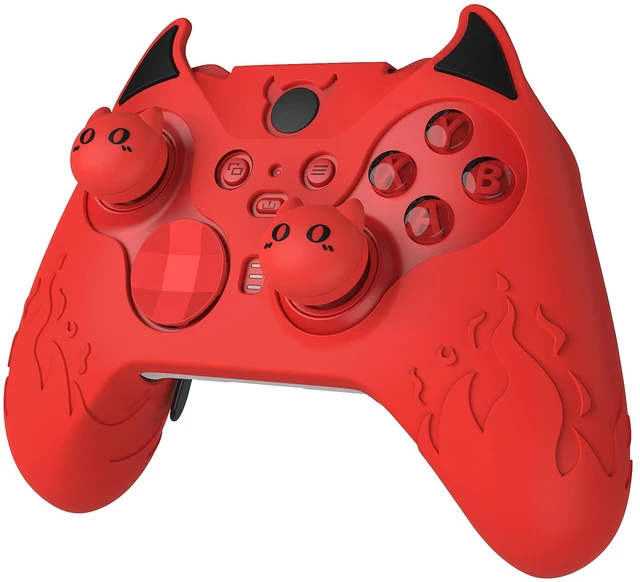 Main image of PlayVital Cute Demon Silicone Case Cover for Xbox Elite Wireless Controller Series 2, Kawaii Anti-Slip Shockproof Controller Skin Grip for Xbox Elite Series 2 Core with Thumb Grip Caps - Red