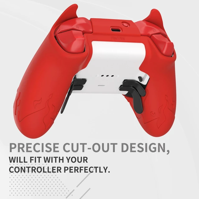 Alt view image 6 of 7 - PlayVital Cute Demon Silicone Case Cover for Xbox Elite Wireless Controller Series 2, Kawaii Anti-Slip Shockproof Controller Skin Grip for Xbox Elite Series 2 Core with Thumb Grip Caps - Red