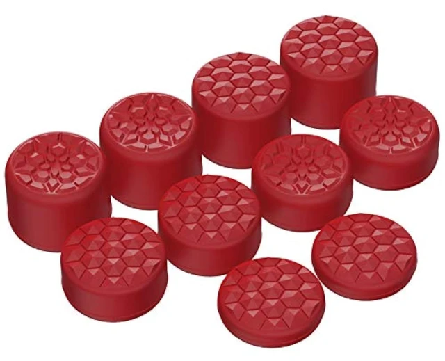 Main image of PlayVital 10-Pack Pro Thumb Grips for ps5, Edge | Ergonomic FPS Joystick Caps, 3 Height Convex & Concave | for Xbox Series X/S, Switch 2 Pro Controller | Diamond Grain & Crack Bomb Design, Passion Red
